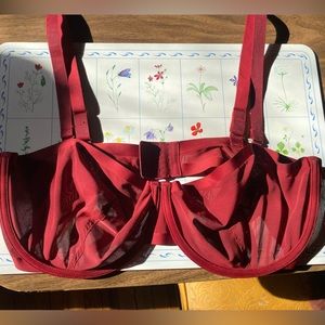 Cuup plunge mesh bra 38F in limited edition ruby red